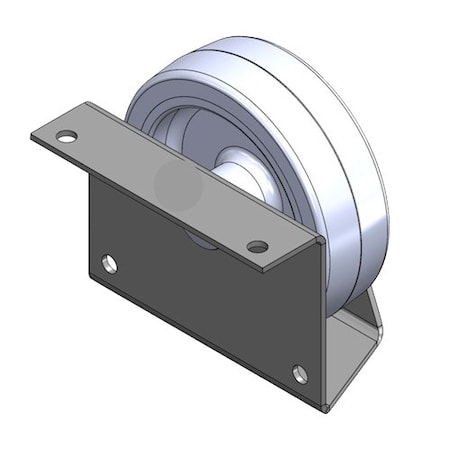 Global Slide Out Side Roller, Model No 195, Single Gray Plastic Roller, Steel Bracket, Zinc SOR-SR-195-Z
